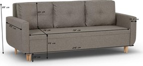 DORIS Háromszemélyes kinyitható kanapé Világosbarna