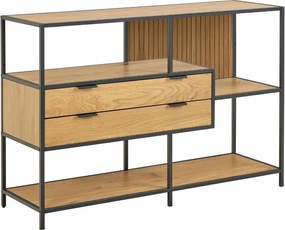 Könyvespolc 2 széles fiókkal barna 3 polc dekoráció Seaford nappaliba