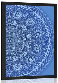 Poszter díszes Mandala csipkével kék színben