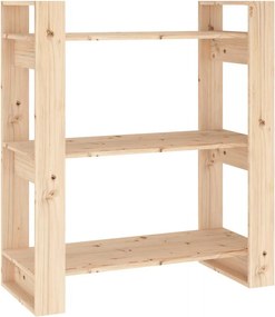 vidaXL tömör fenyőfa könyvesszekrény/szobaparaván 80x35x91 cm