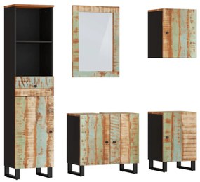 vidaXL 5 részes tömör újrahasznosított fa fürdőszobai bútorgarnitúra