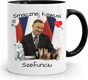 Andrzej Duda Elnök Fekete Bögre Ajándék fényképes nyomtatással