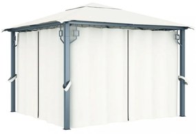 krémszínű alumíniumpavilon függönnyel/LED fényfüzérrel 3 x 3 m