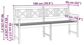 Kerti Pad 180x56x90 cm Tömör Akácfából