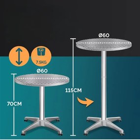 Deuba Alumínium bárasztal Ø60 cm - ezüst