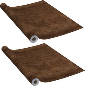 vidaXL 2 db sötét tölgyszínű öntapadó PVC ajtófólia 210 x 90 cm