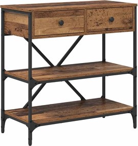 vidaXL Konzolasztal fiókkal polcokkal Barna 100 x 34,5 x 75 cm faszínű