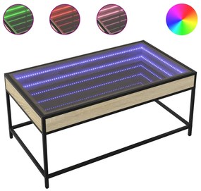 Sonoma tölgy végtelen hatású LED-es dohányzóasztal 90x50x41 cm