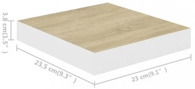 tölgyszínű és fehér MDF lebegő fali polc 23 x 23,5 x 3,8 cm