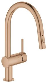 Mosogató csaptelep GROHE Minta kihúzható zuhannyal, 2 áram csiszolt Warm Sunset 32321DL2