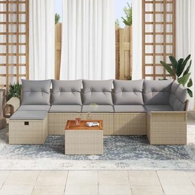 Kerti Kanapé Szett 8 pcs Bézs polirattan