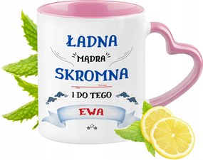 Éva bögre Rózsaszín, szív alakú füllel Kávé ajándék