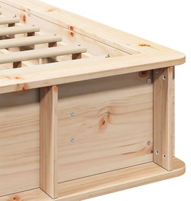 Ágykeret tárolóval Barna 135 x 190 cm Tömör fenyőfa