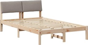 vidaXL Ágykeret fejtámlával Barna és taupe 120 x 200 cm Tömör fenyőfa