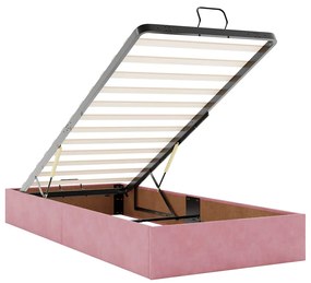Ottomán ágykeret matrac nélkül rózsaszín 80x200 cm bársony