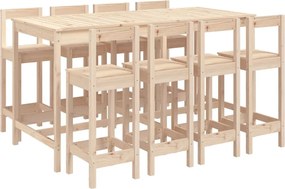 vidaXL 9 részes tömör fenyőfa kerti bárszett