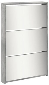 betonszürke 5 szintes cipőszekrény tükörrel 63 x 17 x 169,5 cm