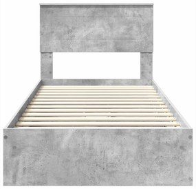 vidaXL Tárolós Ágy fejtámlával Beton Szürke 75 x 190 cm Faanyag