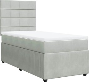 vidaXL világosszürke bársony rugós ágy matraccal 90 x 200 cm