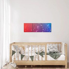 Modern absztrakt kép (órával) (90x30 cm)