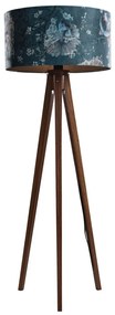 Diófa állólámpa bársony lámpabúrával, hal mintával, 50 cm - Tripod Classic