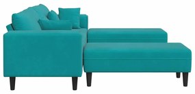 Bársony Kanapé párnával 3 pcs Türkiz 208 cm Bársony