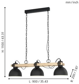 Eglo 43992 - LUBENHAM láncos csillár 3xE27/28W/230V