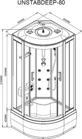 Vital mélytálcás hidromasszázs zuhanykabin, 80x80 cm-es méretben