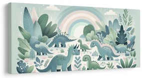Kép dinoszaurusz táj pasztell szivárvány alatt