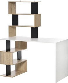 HOMCOM Íróasztal Könyvespolccal, Színes Fa, 120x60x148cm | Aosom