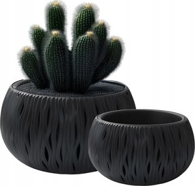 Virágtartó Betéttel 37x23CM Virágtartó Nagy Antracit Kerek