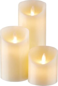 GLOWING FLAME LED gyertya, bézs 3 db-os szett