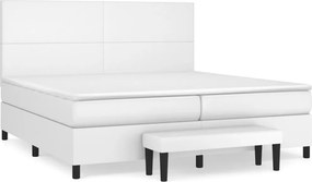 vidaXL fehér műbőr rugós ágy matraccal 200 x 200 cm