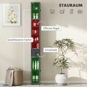 Kleankin Fürdőszobaszekrény, WC-papírtartó nyitott polcokkal, 2 szekrény, keskeny, fekete