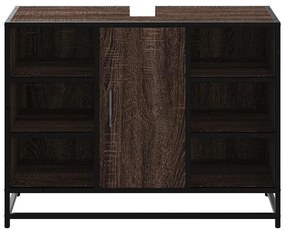 Barna tölgy szerelt fa fürdőszobai mosdószekrény 80x33x60 cm