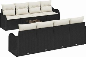 vidaXL Kerti Kanapé Szett Fekete 55 x 55 x 37 cm polirattan