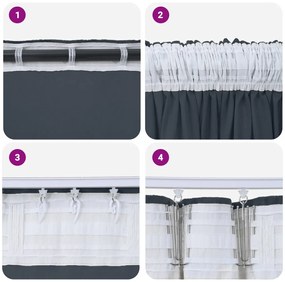 Velvet Függönyök 2 db Pálcával Ezüst szürke 175x140 cm