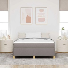 Boxrugós ágy matracmal Taupe és fehér 140 x 190 cm szövet