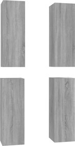 vidaXL 4 db szürke sonoma színű szerelt fa TV-szekrény 30,5x30x90 cm