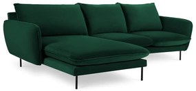 Sötétzöld bársony sarokkanapé (bal oldali) Vienna – Cosmopolitan Design