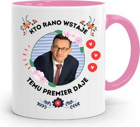 Rózsaszín Politikai Bögre Mateusz Morawiecki Miniszterelnök fényképes nyomtatással