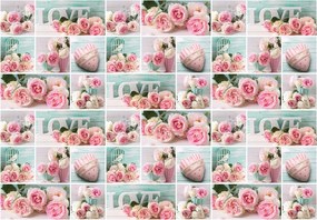 Tapéta Rózsa szív Shabby Chic vinil 416x290 romantikus virág dekoráció+ragasztó