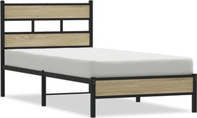 vidaXL sonoma tölgy színű szerelt fa ágykeret matrac nélkül 90x200 cm