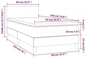 barna szövet rugós és LED-es ágy matraccal 90x190 cm