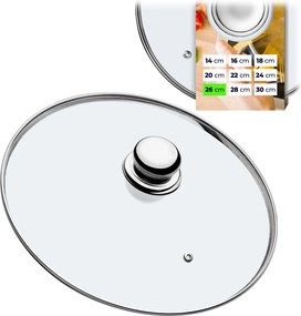 Hőálló Üveg Fedő Serpenyő Edényhez 26cm