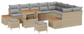 vidaXL Kerti Kanapé Szett 12 pcs Bézs polirattan
