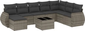 vidaXL 9 részes szürke polyrattan kerti ülőgarnitúra párnákkal