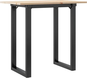 vidaXL tömör fenyőfa és acél étkezőasztal O-vázzal 80x50x75 cm