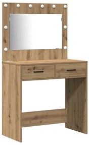 Sminkasztal Készlet 3 pcs kézműves tölgy 78.5 x 41 x 135 cm