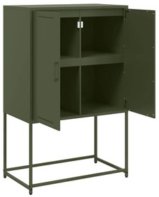 olívazöld acél magasszekrény 68,5 x 38,5 x 107 cm